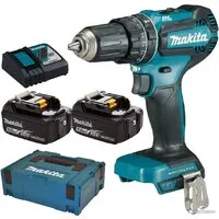 Ударная дрель-шуруповерт Makita DHP485RTJ (с 2-мя АКБ 5 Ач, кейс)