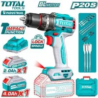 Ударная дрель-шуруповерт Total TIDLI20868 (с 2-мя АКБ, кейс)