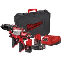 Набор электроинструмента Milwaukee M12 M12BPP2B-421C 4933443497 (шуруповерт, винтоверт, 2 АКБ, кейс)