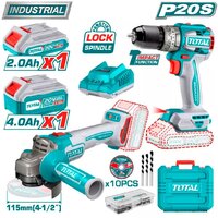 Наборы электроинструментов Total TCKLI20273 (шуруповерт, болгарка, 2 АКБ, кейс)