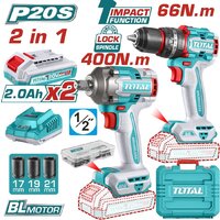 Наборы электроинструментов Total TCKLI20275 (шуруповерт, гайковерт, 2 АКБ, кейс)