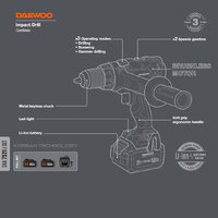 Ударная дрель-шуруповерт Daewoo Power DAA 7521Li Set (с 2-мя АКБ, кейс)