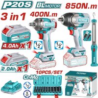 Наборы электроинструментов Total TOSLI241195 (2 гайковерта, фонарь, 2 АКБ)