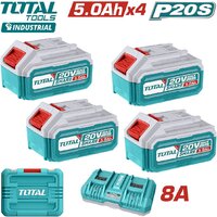 Аккумулятор с зарядным устройством Total TFBCLI20285 (20В/4x5 Ah + 20В, кейс)
