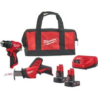 Наборы электроинструментов Milwaukee M12 BLPP2A-402B 4933499692 (шуруповерт, сабельная пила, 2 АКБ, сумка)