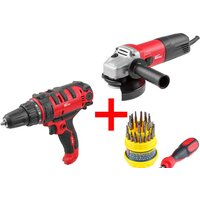 Наборы электроинструментов Wortex DR102500011A3 (шуруповерт, болгарка, оснастка)
