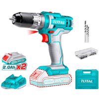 Ударная дрель-шуруповерт Total TIDLI201452 (с 2-мя АКБ, кейс, набор оснастки)