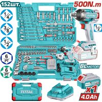 Наборы электроинструментов Total THKTHP31522 (гайковерт, 1 АКБ, набор инструментов)