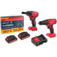 Наборы электроинструментов Wortex 1329368 (гайковерт, шуруповерт, 2 АКБ)