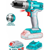 Ударная дрель-шуруповерт Total THKTHP11652 (с 1-м АКБ, кейс, набор оснастки)