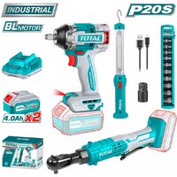 Наборы электроинструментов Total TOSLI240461 (гайковерт, трещотка, фонарь, 2 АКБ)