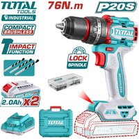 Ударная дрель-шуруповерт Total TIDLI20768 (с 2-мя АКБ, кейс)