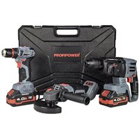 Наборы электроинструментов Profipower ProfiSet-3E18 E0247 (шуруповерт, перфоратор, болгарка, 2 АКБ, кейс)