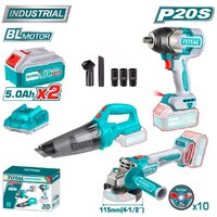 Наборы электроинструментов Total TOSLI240789 (гайковерт, болгарка, пылесос, 2 АКБ)