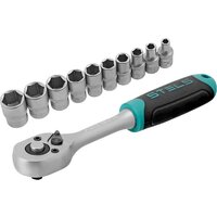 Набор трещотка с головками Stels 14125 (11 предметов)