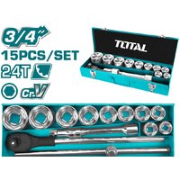 Набор трещотка с головками Total THT341151 (15 предметов)