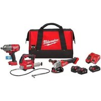 Наборы электроинструментов Milwaukee 4933498576 (гайковерт, болгарка, смазочный пистолет, 2 АКБ, сумка)