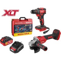 Наборы электроинструментов Wortex 1329850 (шуруповерт, болгарка, 1 АКБ, кейс)